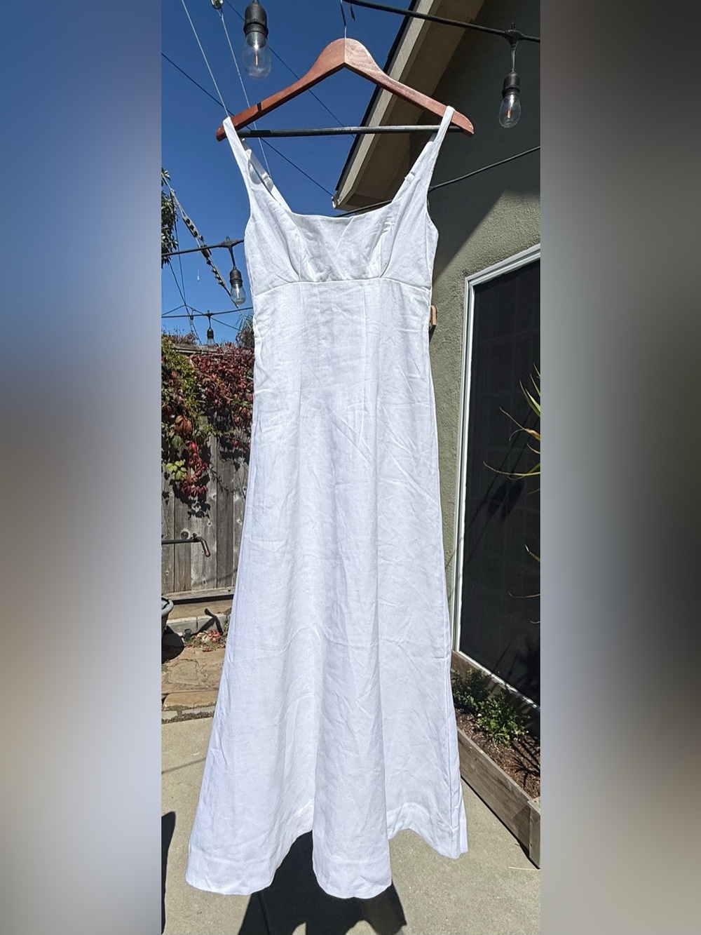 Elegant White A-Line Linen Blend Skirt